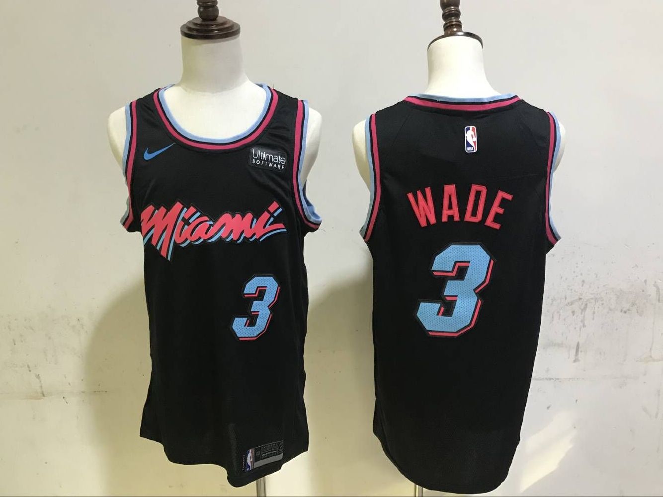 Men Miami Heat #3 Wade Black City Edition Game Nike NBA Jerseys